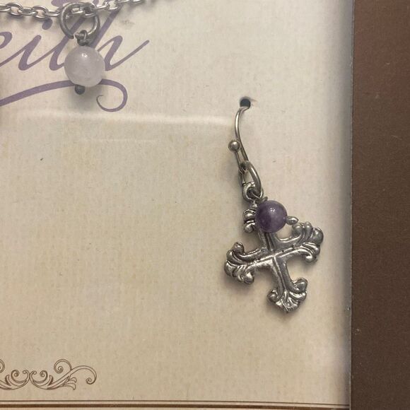 Pier 1 Imports Genuine Amethyst Stone Necklace and Earrings Set New in Box - Picture 4 of 8